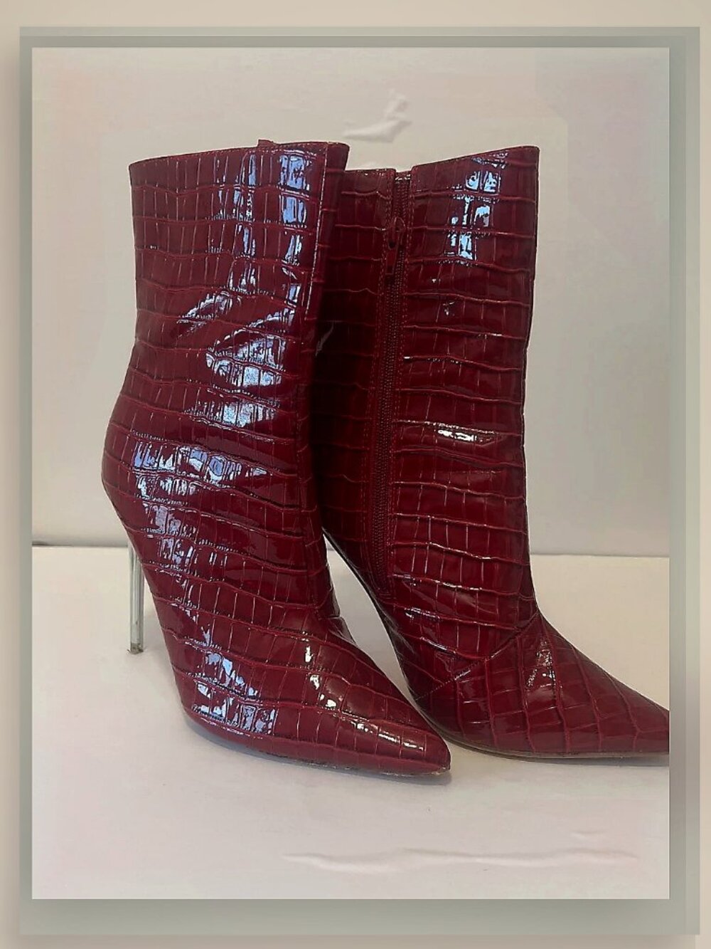 Fashion Nova Red croc print ankle boots - 7